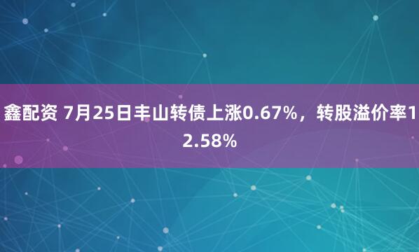 鑫配资 7月25日丰山转债上涨0.67%，转股溢价率12.58%